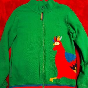 Mini Boden Cockerel Appliqué Track Jacket Green Pepper Size 8/9